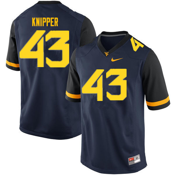 NCAA Men's Jackson Knipper West Virginia Mountaineers Navy #43 Nike Stitched Football College Authentic Jersey SO23L63MN